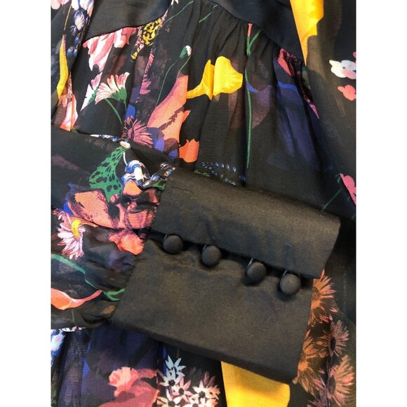 Anthropologie Maeve Floral Chiffon Open Back Tunic Blouse Cottagecore Size 0 - Picture 4 of 11